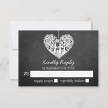 Hanging Heart Tree Chalkboard Wedding RSVP