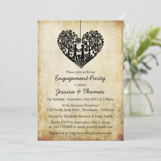 Hanging Heart Tree  Verloving Shower Kaart (Staand voorkant)