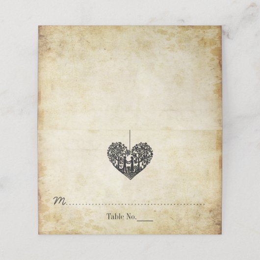 Hanging Heart Tree Vintage Trouwcollectie Plaatskaartje (Buitenkant ongevouwen)