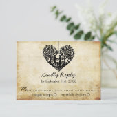 Hanging Heart Tree Vintage Wedding RSVP (Staand voorkant)