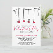 HANGING HEARTS Valentijnsdag Dinner Party Kaart (Staand voorkant)