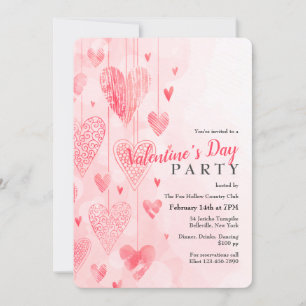 Hanging Hearts Valentijnsdag Invitation Kaart