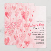 Hanging Hearts Valentijnsdag Uitnodiging (Voorkant / Achterkant)