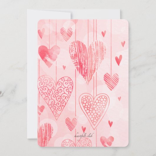 Hanging Hearts Valentijnsdag Uitnodiging (Achterkant)