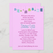 HANGING HEBREW LETTERS Baby Noemende Uitnodiging (Voorkant / Achterkant)