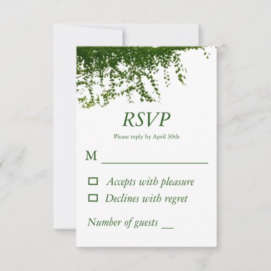 Hanging Ivy Greenery Wedding RSVP Kaartje (Voorkant)