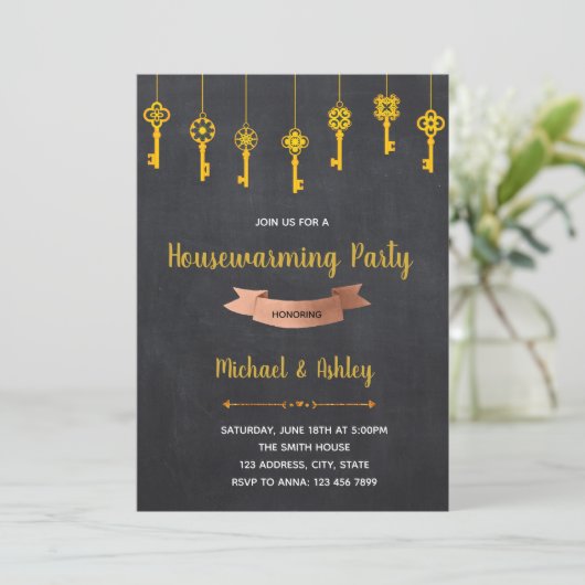 Hanging Keys Housewarming Invitation Kaart (Staand voorkant)