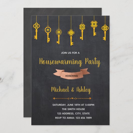 Hanging Keys Housewarming Invitation Kaart (Voorkant / Achterkant)