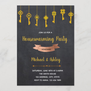Hanging Keys Housewarming Invitation Kaart