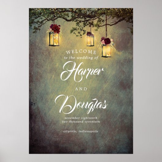 Hanging Lantern droy Wedding Welcome Sign Poster (Voorkant)
