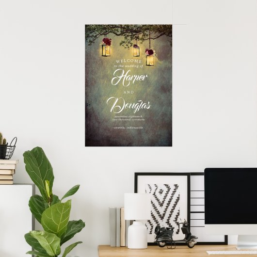 Hanging Lantern droy Wedding Welcome Sign Poster (Thuiskantoor)