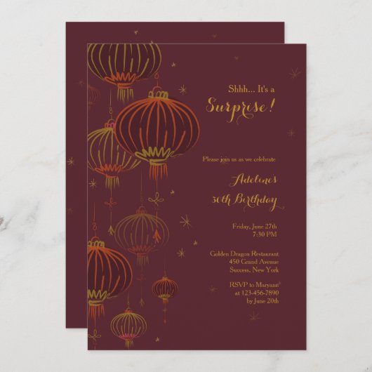 Hanging Lantern Invitation Kaart (Voorkant / Achterkant)