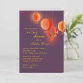 Hanging Lantern Paars Vrijgezellenfeest Kaart (Staand voorkant)