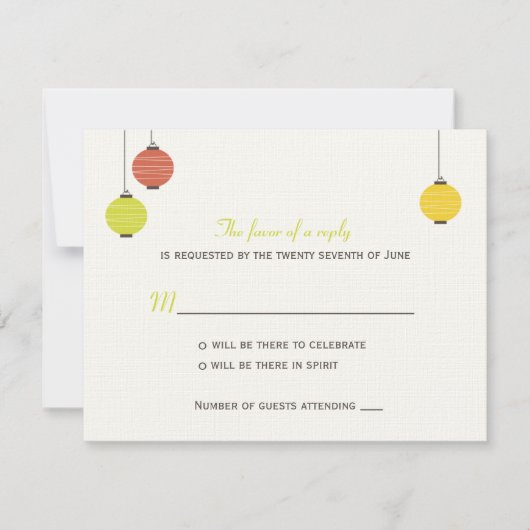 Hanging Lantern Wedding RSVP Card (Voorkant)