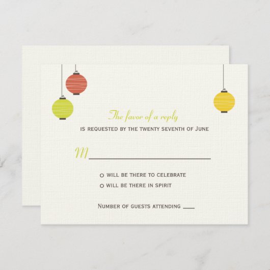 Hanging Lantern Wedding RSVP Card (Voorkant / Achterkant)