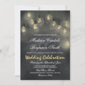Hanging Lights  Chalkboard Wedding Invites Kaart (Voorkant)