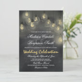 Hanging Lights  Chalkboard Wedding Invites Kaart (Staand voorkant)