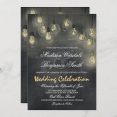 Hanging Lights  Chalkboard Wedding Invites Kaart (Voorkant / Achterkant)