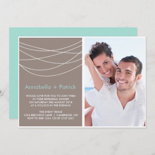 Hanging Lights Rehearsal Dinner Photo Uitnodiging (Voorkant / Achterkant)