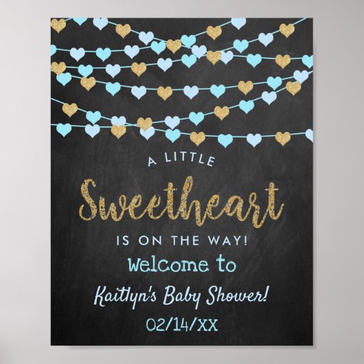Hanging Love Hearts Lieverd Baby shower Welkom Poster (Voorkant)