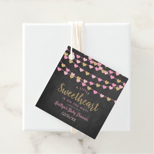 Hanging Love Hearts Little Lieverd Baby shower Bedankjes Labels (In situ)