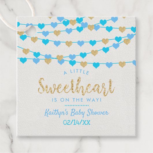 Hanging Love Hearts Little Lieverd Baby shower Bedankjes Labels (Voorkant)