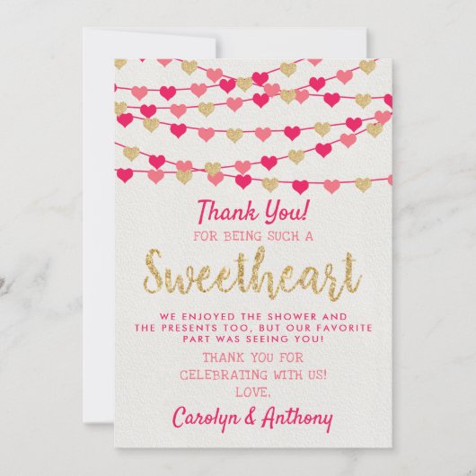 Hanging Love Hearts Little Lieverd Baby shower Bedankkaart (Voorkant)