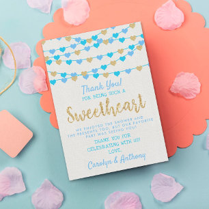 Hanging Love Hearts Little Lieverd Baby shower Bedankkaart