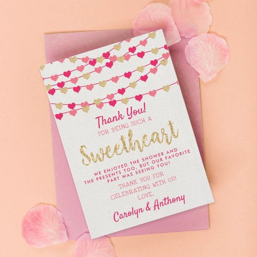Hanging Love Hearts Little Lieverd Baby shower Bedankkaart