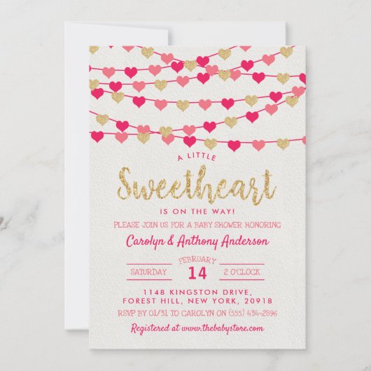 Hanging Love Hearts Little Lieverd Baby shower Kaart (Voorkant)