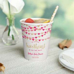 Hanging Love Hearts Little Lieverd Baby shower Papieren Bekers