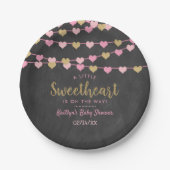 Hanging Love Hearts Little Lieverd Baby shower Papieren Bordje (Voorkant)