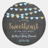 Hanging Love Hearts Little Lieverd Baby shower Ronde Sticker (Voorkant)