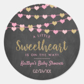 Hanging Love Hearts Little Lieverd Baby shower Ronde Sticker (Voorkant)