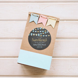 Hanging Love Hearts Little Lieverd Baby shower Ronde Sticker