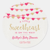 Hanging Love Hearts Little Lieverd Baby shower Ronde Sticker (Voorkant)