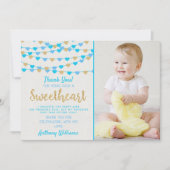 Hanging Love Hearts Little Sweeschatje Bedankkaart (Voorkant)