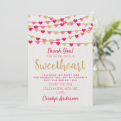 Hanging Love Hearts Little Sweeschatje Bedankkaart (Staand voorkant)