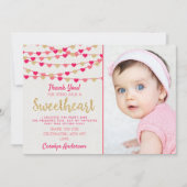 Hanging Love Hearts Little Sweeschatje Bedankkaart (Voorkant)