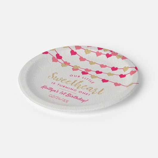 Hanging Love Hearts Little Sweeschatje Papieren Bordje (Gekanteld)