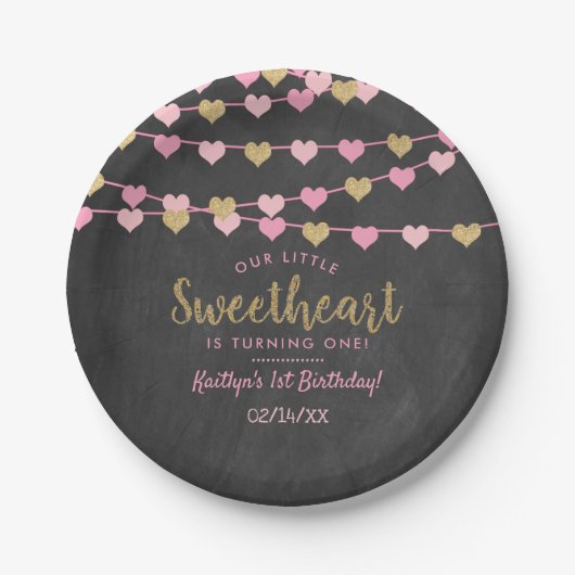 Hanging Love Hearts Little Sweeschatje Papieren Bordje (Voorkant)