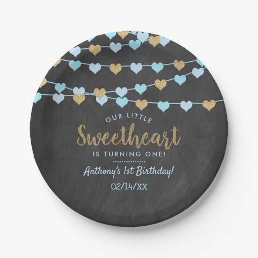 Hanging Love Hearts Little Sweeschatje Papieren Bordje (Voorkant)