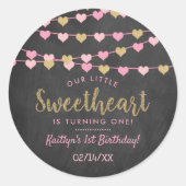 Hanging Love Hearts Little Sweeschatje Ronde Sticker (Voorkant)