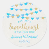 Hanging Love Hearts Little Sweeschatje Ronde Sticker (Voorkant)