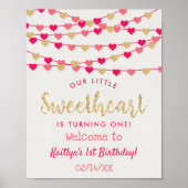 Hanging Love Hearts Sweeat Birthday Welkom Poster (Voorkant)