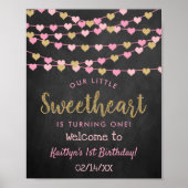 Hanging Love Hearts Sweeat Birthday Welkom Poster (Voorkant)