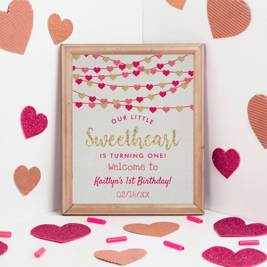 Hanging Love Hearts Sweeat Birthday Welkom Poster