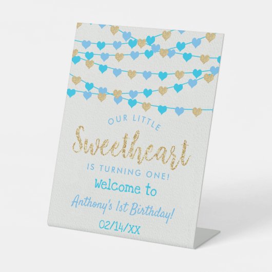 Hanging Love Hearts Sweeat Birthday Welkom Reclamebord Met Voetstuk (Voorkant)