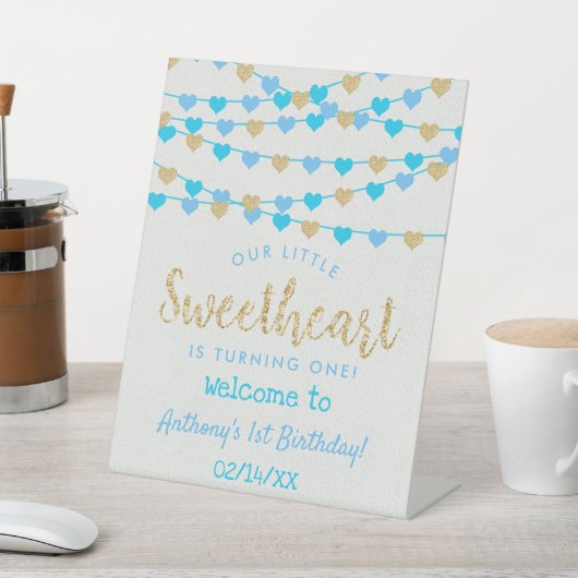 Hanging Love Hearts Sweeat Birthday Welkom Reclamebord Met Voetstuk (Insitu)