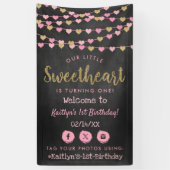 Hanging Love Hearts Sweetheart Birthday Welcome Spandoek (Verticaal)